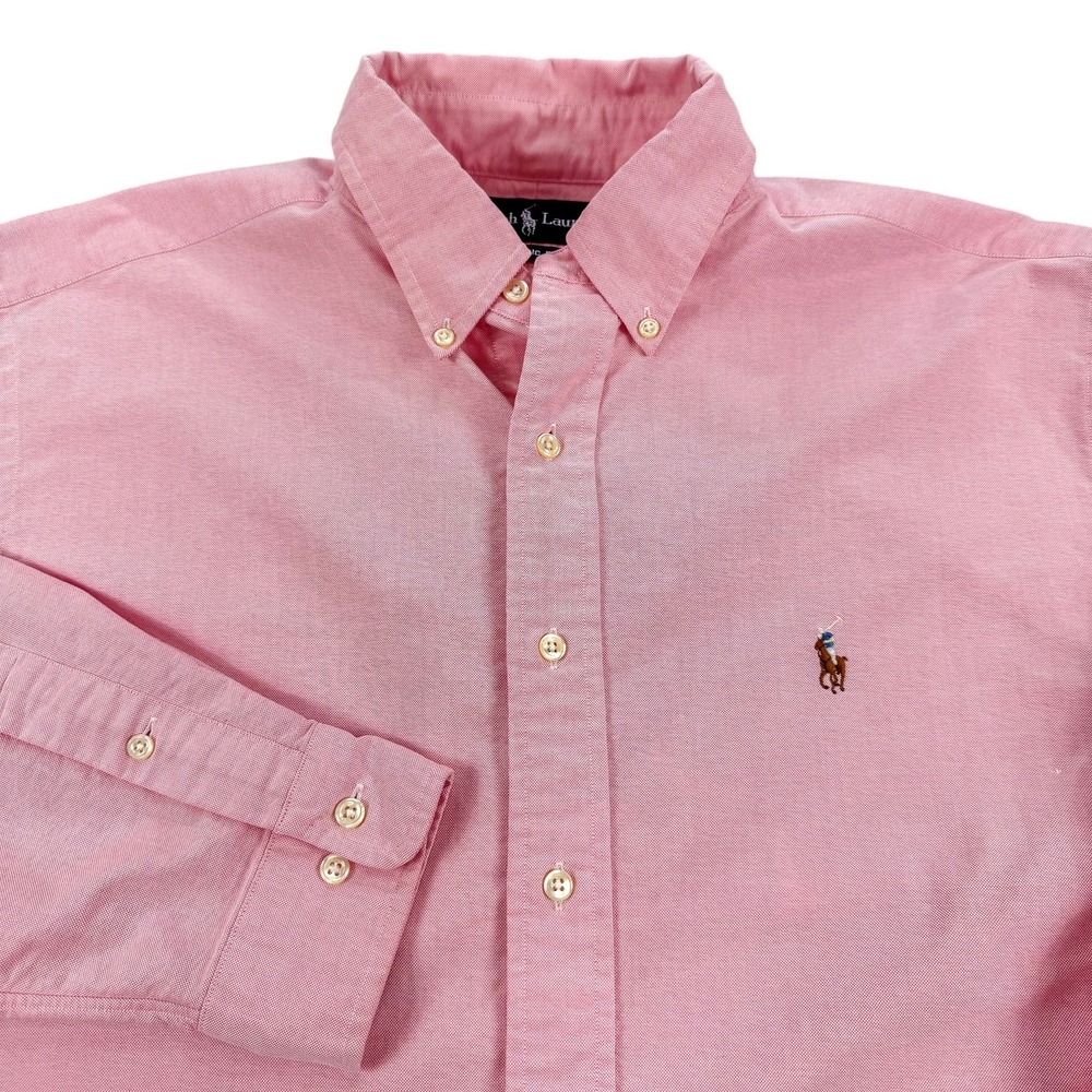 VTG Ralph Lauren Shirt Mens 16.5 34/5 Pink Oxford Classic Fit OCBD Preppy Office